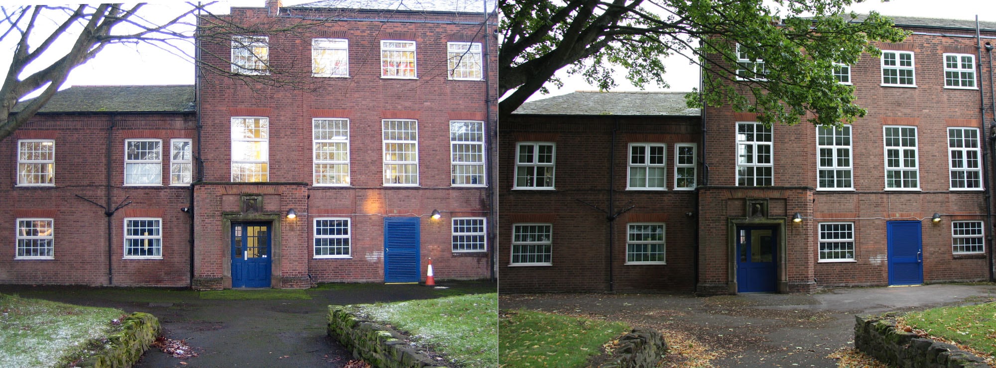 <strong>Junior School in West Midlands</strong>Replacement UPVC windows and aluminium doors to front elevation.